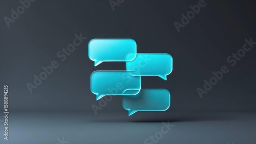 3D chat bubbles in blue on dark gradient background