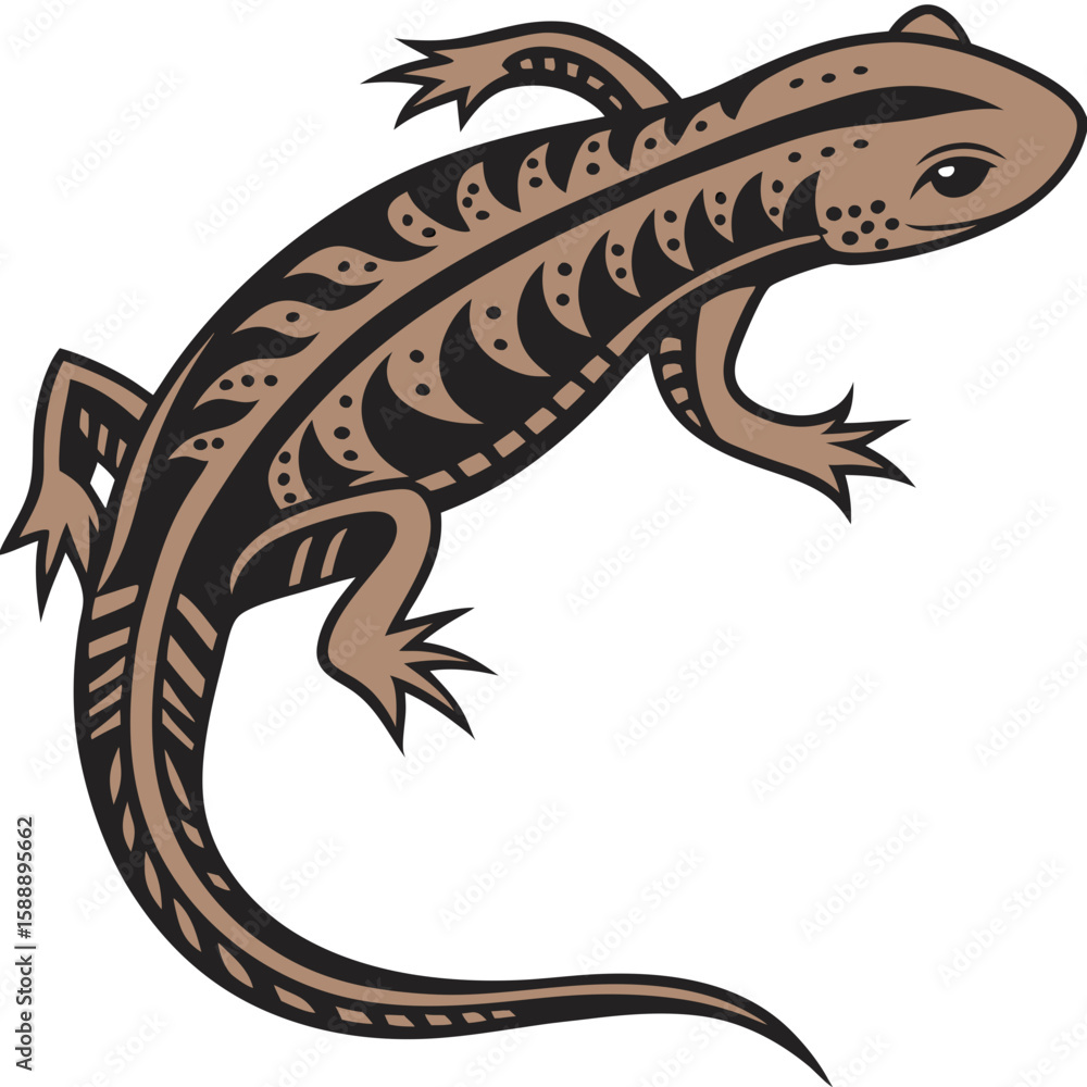 Obraz premium Brown striped lizard isolated on white background