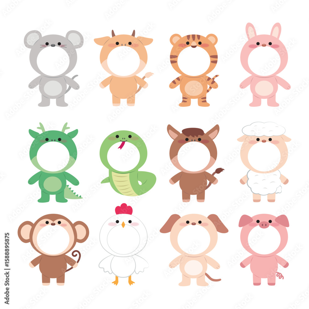 Fototapeta premium set of funny animals