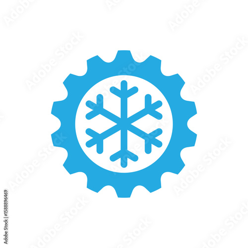 Cooling System Gear Icon - Snowflake inside a gear icon