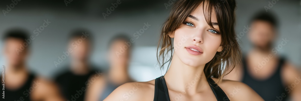 Fototapeta premium Young Women and Men Group Fitness Training Session Focused on Health and Wellness