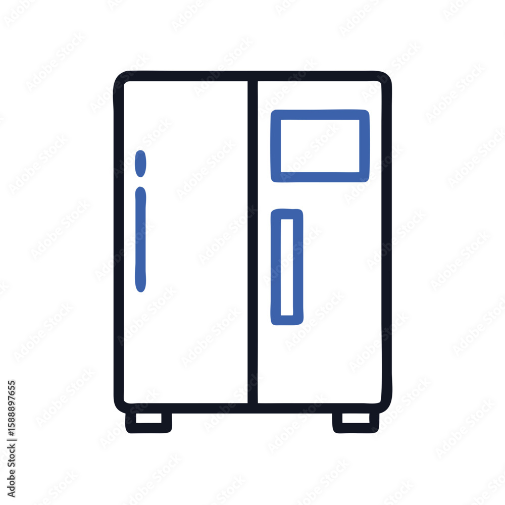 Refrigerator illustration, modern style, blue accents, appliance for food storage,
Refrigerator illustration, modern style, blue accents, appliance for food storage,