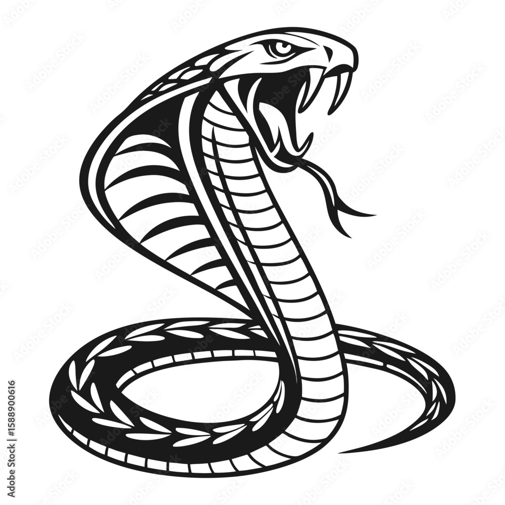 Fototapeta premium A striking cobra snake illustration with its hood flared
