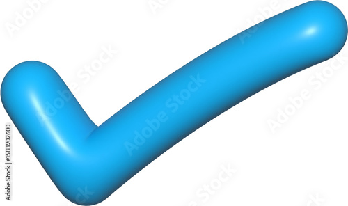 Quadro em tela 3d visual asset chech shape with blue color and inflate style