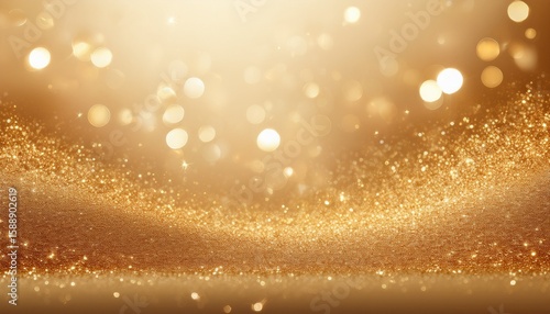 sparkling golden background with a layer of shimmering glitter creating a sense of luxury and elegance cream background with elegant gold bokeh particles