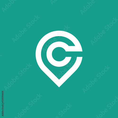 Letter C Point Location Logo Design Vector Template