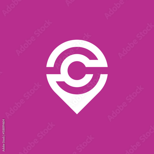 Letter C Point Location Logo Design Vector Template