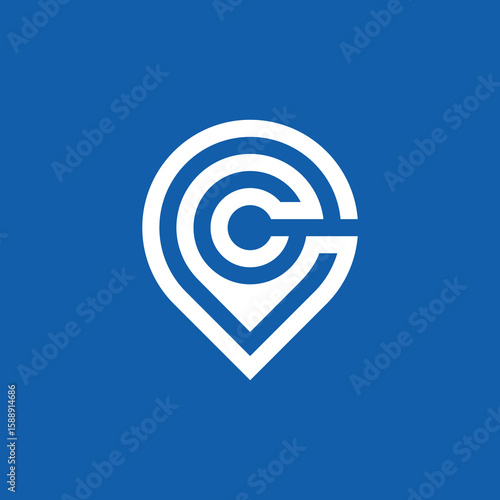 Letter C Point Location Logo Design Vector Template