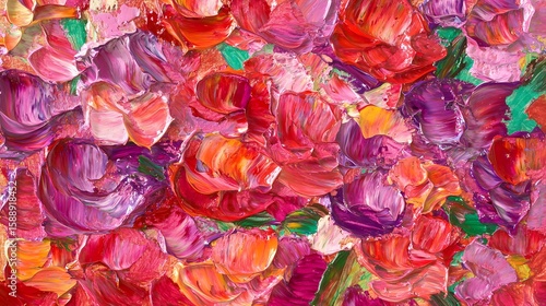 Vibrant Pink Purple Red Floral Impasto Oil Painting Texture