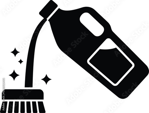 Vector Cleaning Products with Brush, Home Environment, Graphic Design Visuals