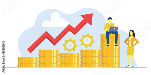 Financial Growth Chart Business Success Money Investment Stock Market Strategy Online Earnings and Revenue Teamwork