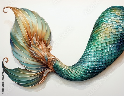 mermaid tail on white background