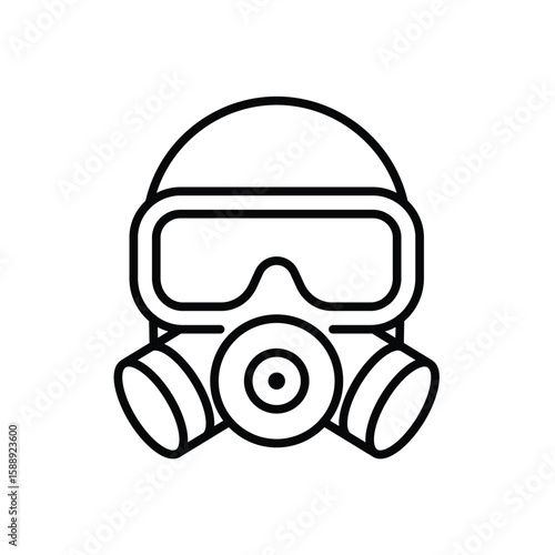 Simple Line Art of Protective Respirator for Safety Measures and Work
