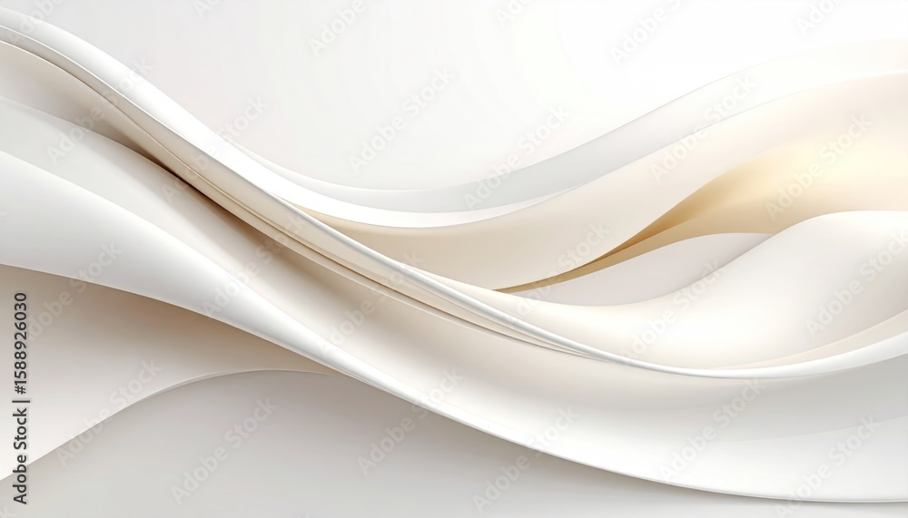 Obraz premium Abstract White Wavy Background with Subtle Gold Accents and Smooth Flowing Lines
