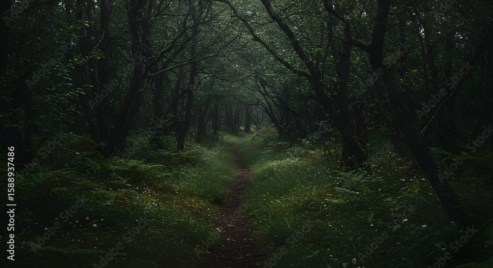 Fototapeta premium Mystical Forest Trail A Serene Walk Through an Enchanted Wood