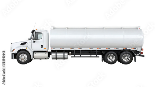 White tanker truck side view isolated vehicle transportation