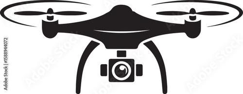 Flying Drone Silhouette Vector

Quadcopter Technology Illustration

Remote-Controlled Drone Design

Modern Drone in Flight Graphic

Aerial Drone Silhouette Art