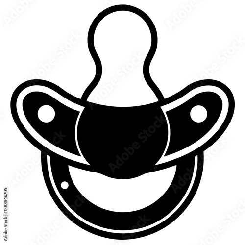 Black and White Outline Sketch of a Baby Pacifier Icon dummy soother