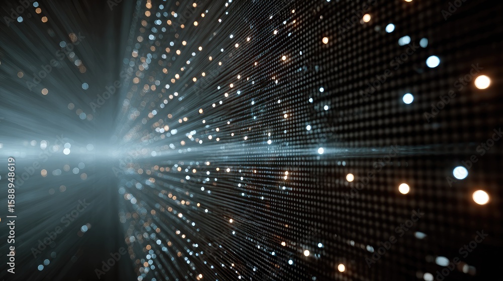 Fototapeta premium Abstract digital grid with light rays