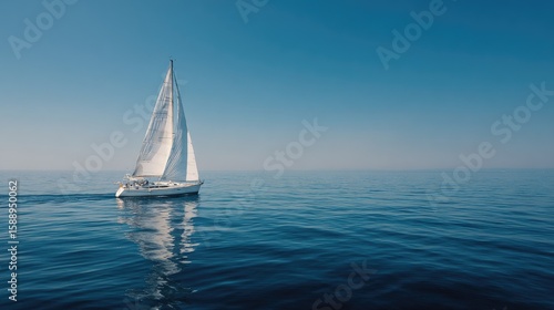 White sailboat on a tranquil sea