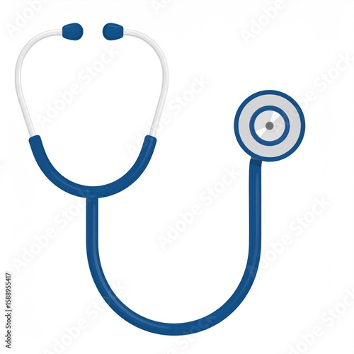 Blue and White Stethoscope Isolated on White Background Medical Healthcare Equipment