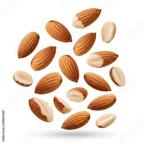 Wallpaper Mural almonds isolated on white background Torontodigital.ca