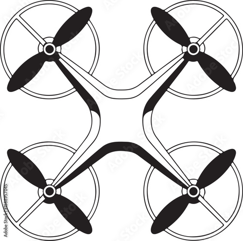 Flying Drone Silhouette Vector

Quadcopter Technology Illustration

Remote-Controlled Drone Design

Modern Drone in Flight Graphic

Aerial Drone Silhouette Art