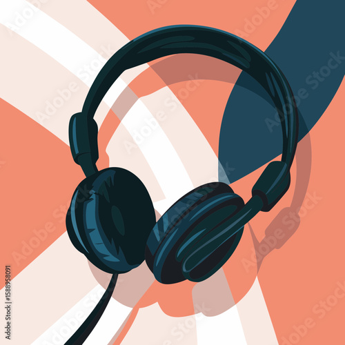 headphones on abstract background