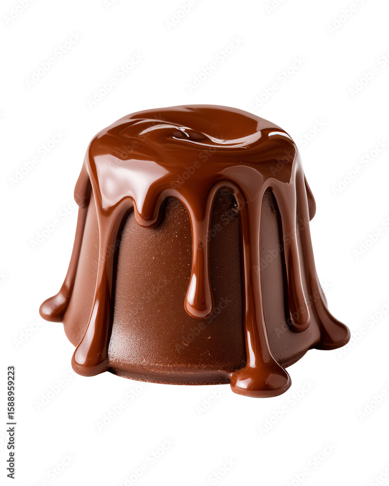 Obraz premium Isolated transparent png Dark Chocolate flavorful baking Rich chocolate dessert with a glossy, dripping layer of melted chocolate on top.