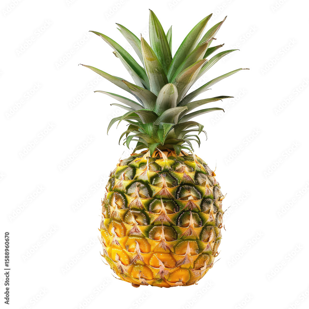Fototapeta premium Single pineapple, vibrant yellow and green