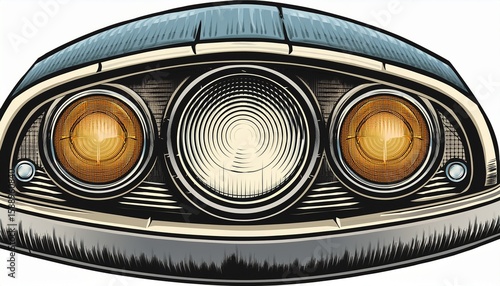 round car headlight and turn indicator vintage vector