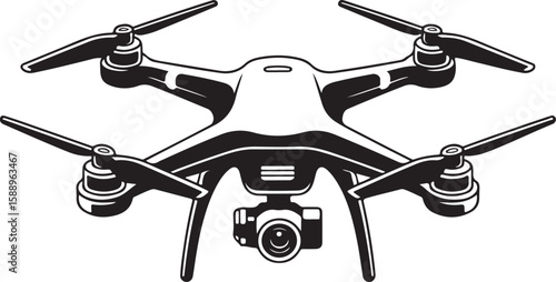 Flying Drone Silhouette Vector

Quadcopter Technology Illustration

Remote-Controlled Drone Design

Modern Drone in Flight Graphic

Aerial Drone Silhouette Art