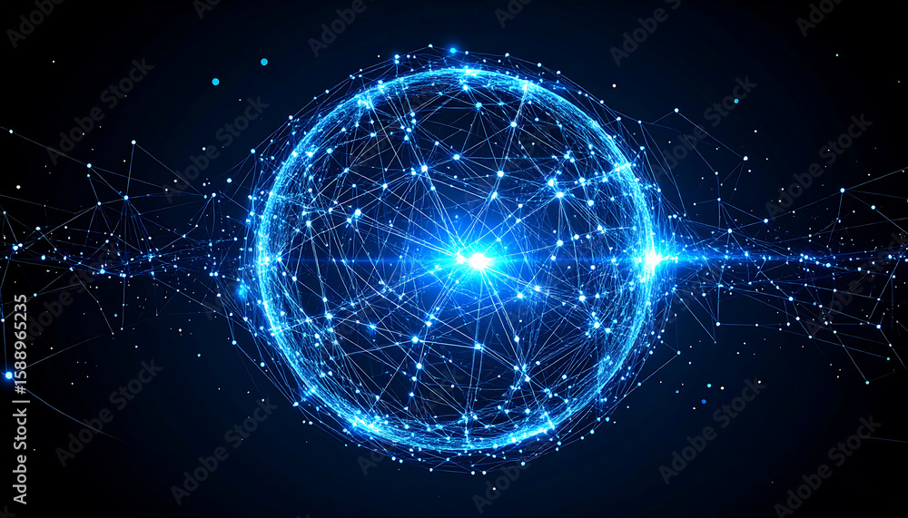Obraz premium visualization of a subatomic particle or a complex data network