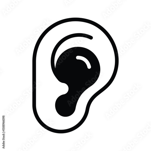Ready to use glyph icon of human ear structure