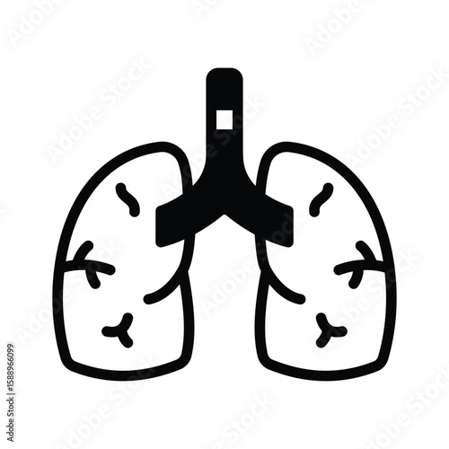 Visually appealing glyph icon of healthy human lungs