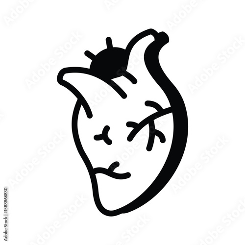 Well crafted glyph icon of human heart chamber