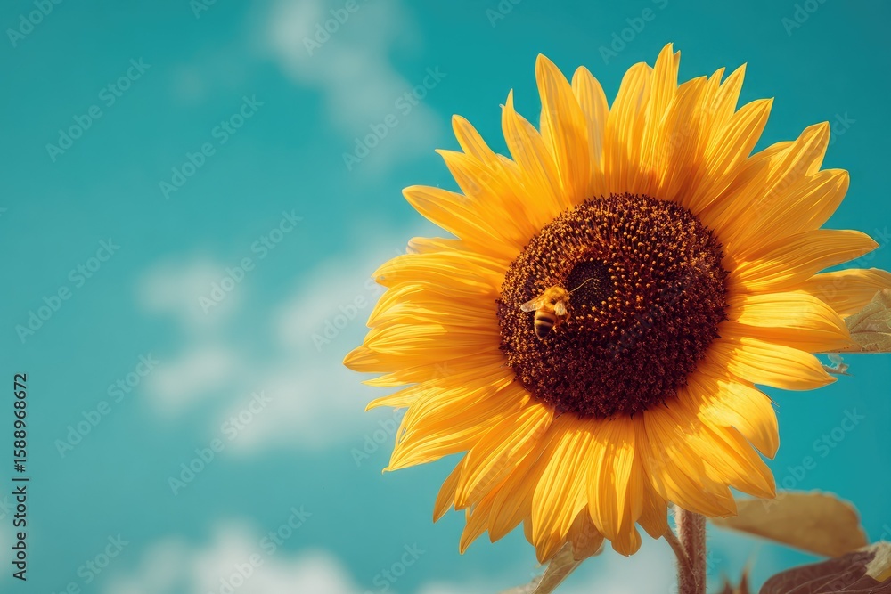 Obraz premium Vibrant sunflower against a bright sky