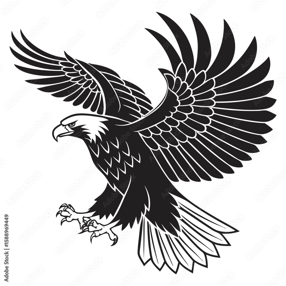 Obraz premium Stylized eagle in flight with wings spread wide