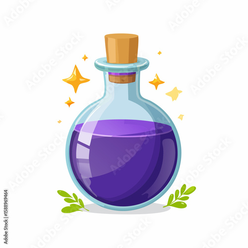 Magic potion bottle or Halloween witch elixir and poison drink