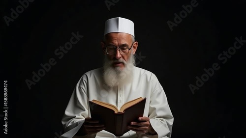 Elderly Man Reading Quran – Mawlid al-Nabi Devotion and Reflection