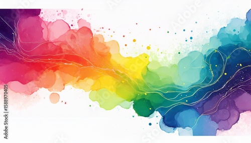 rainbow coloured alcohol ink background with splatters