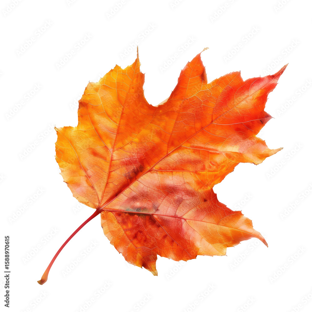Fototapeta premium Vibrant autumn maple leaf against black