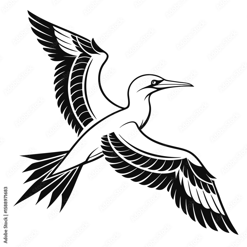 Obraz premium A stylized bird soars through the air