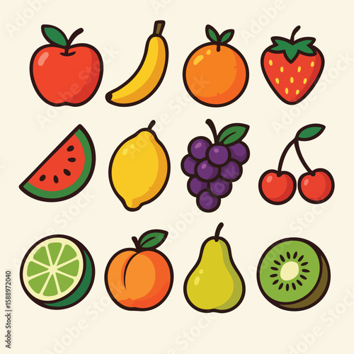 fruits icon pack. colorful