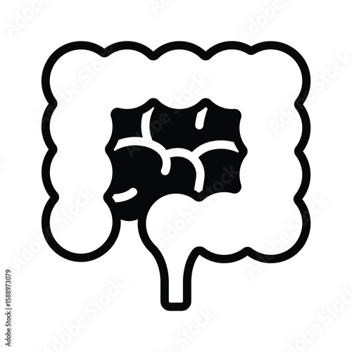 A customizable glyph icon of intestine digestive organ