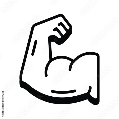 A premium glyph icon of arm muscle strength