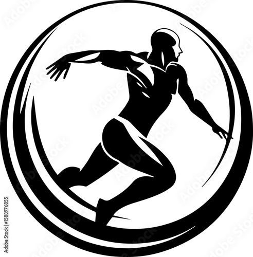Sport and athlete logo black and white vector illustration