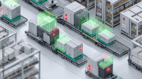 AI-Powered Packaging Line with Smart Object Detection and Green Holographic Scanning