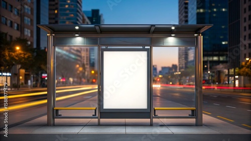 Wallpaper Mural Modern bus stop with blank advertising billboard at night

 Torontodigital.ca