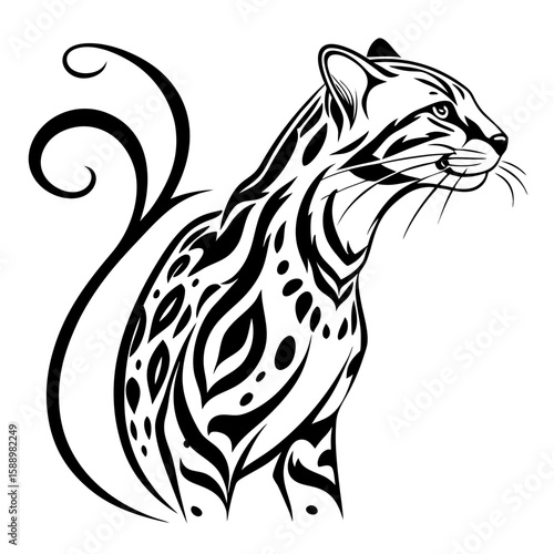 Wallpaper Mural A stylized illustration of a wild cat with stripes and spots Torontodigital.ca